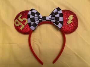 NWOT Handmade Disney Pixar Cars Lightning McQueen Mouse Ears Headband